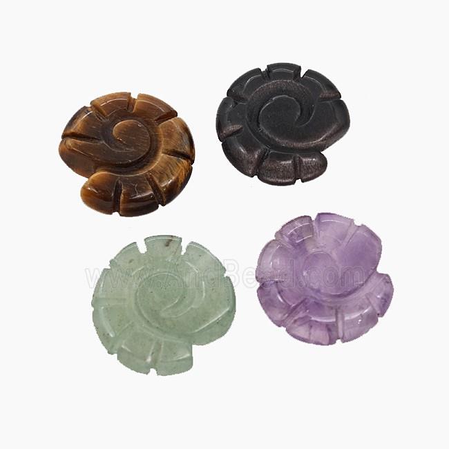 Natural Gemstone Swirl Shell Pendant Mixed