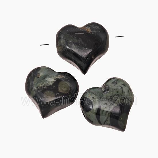 Green Kambaba Jasper Heart Beads