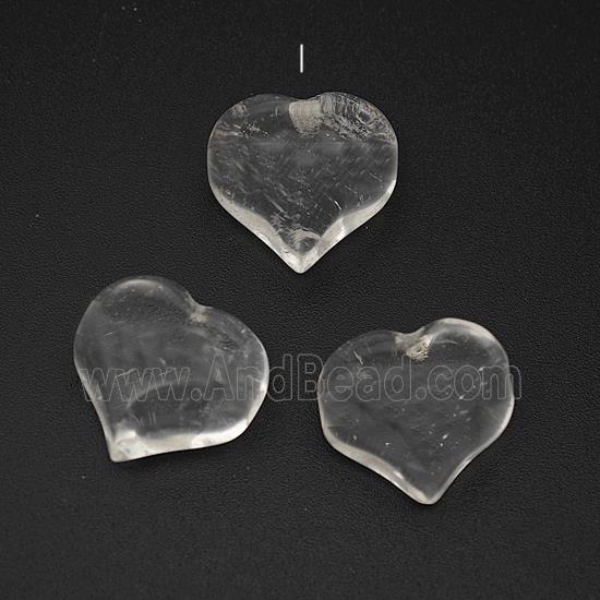 Clear Quartz Heart Pendant HalfDrilled