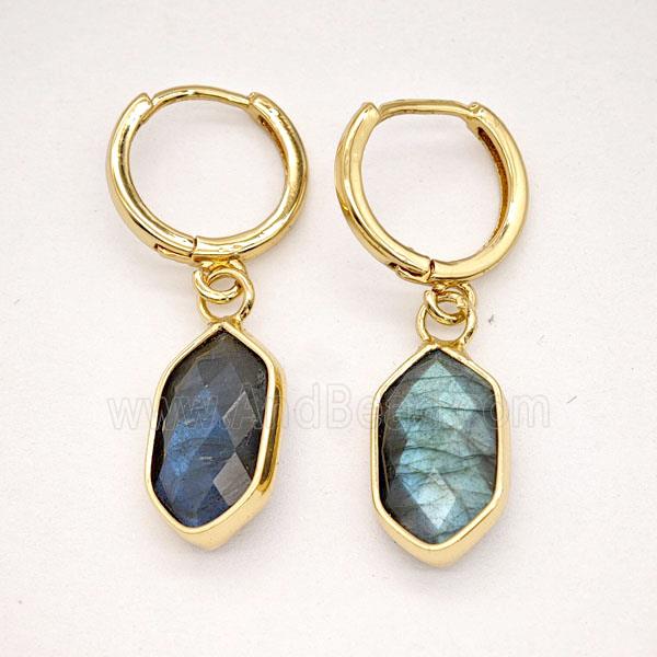 Labradorite Copper Hoop Earrings Prism Gold Plated