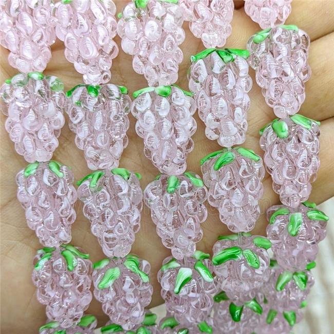 Lampwork Glass Grapes Beads Pink