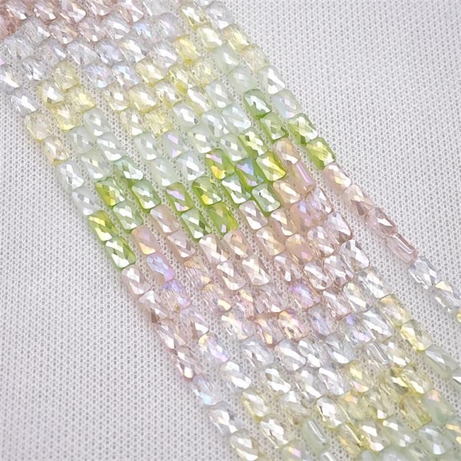 Crystal Glass Beads Faceted Rectangle Mixed Color