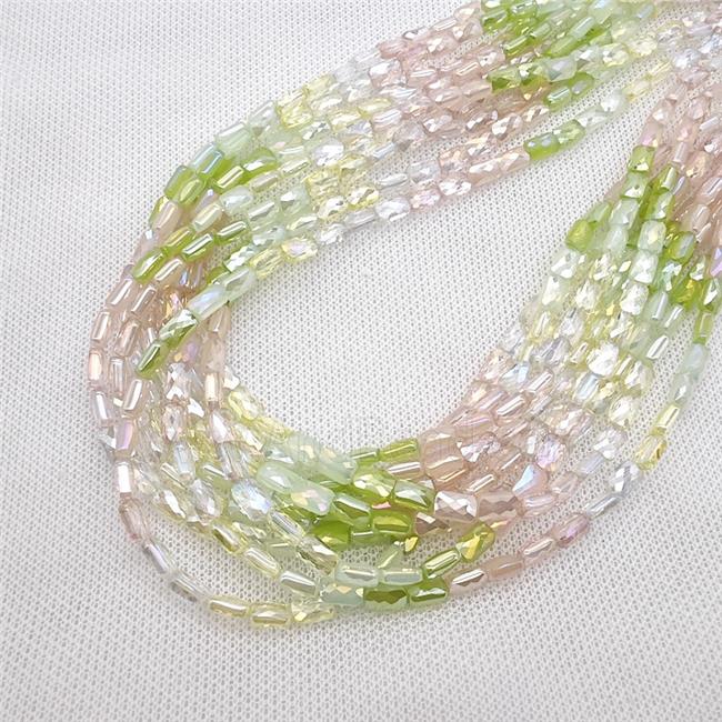 Crystal Glass Beads Faceted Rectangle Mixed Color