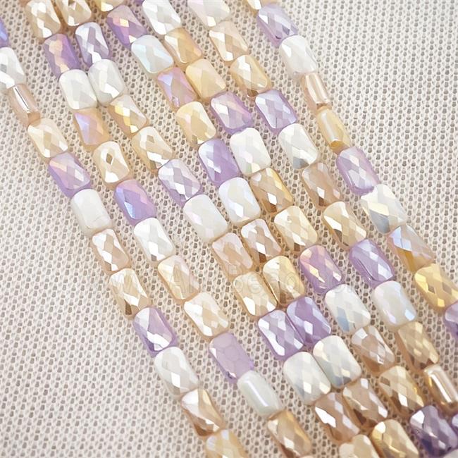 Crystal Glass Beads Faceted Rectangle Mixed Color