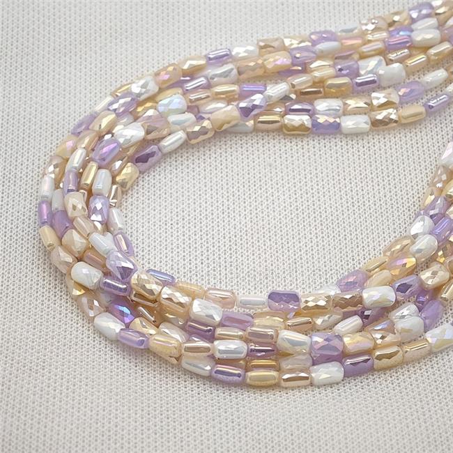 Crystal Glass Beads Faceted Rectangle Mixed Color