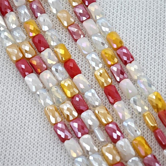 Crystal Glass Beads Faceted Rectangle Mixed Color