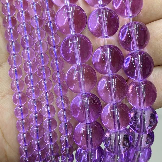 Lt.purple Glass Beads Smooth Round