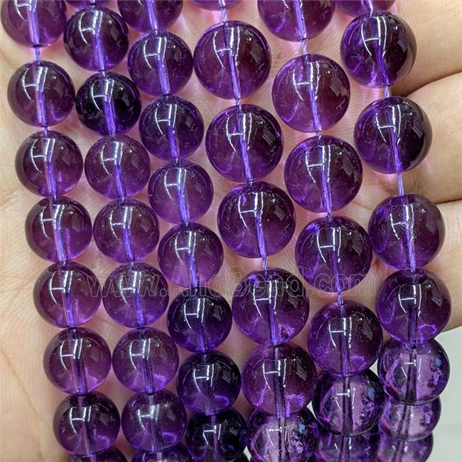 Purple Glass Beads Smooth Round
