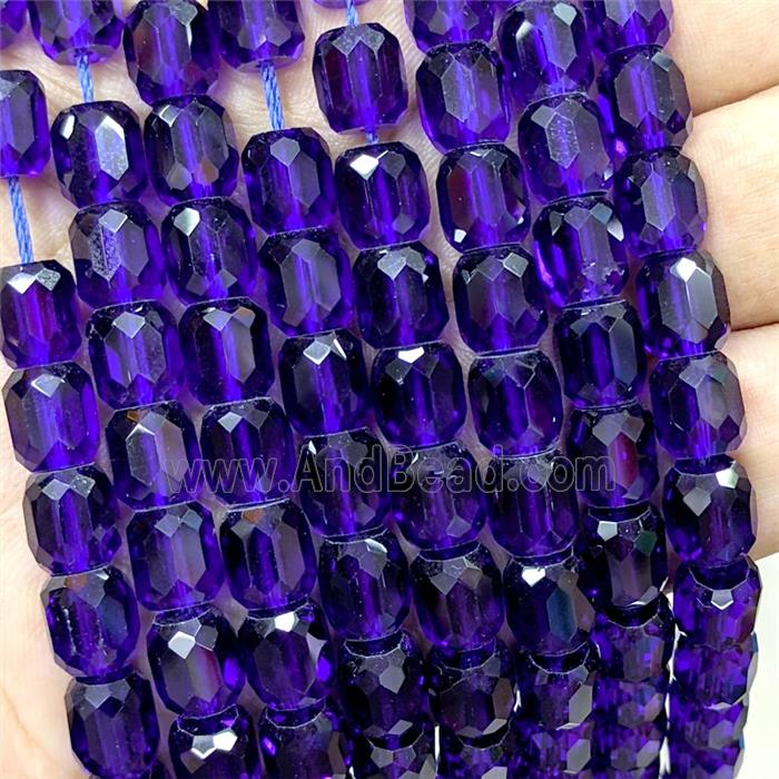 Darkpurple Crystal Glass Barrel Beads Faceted