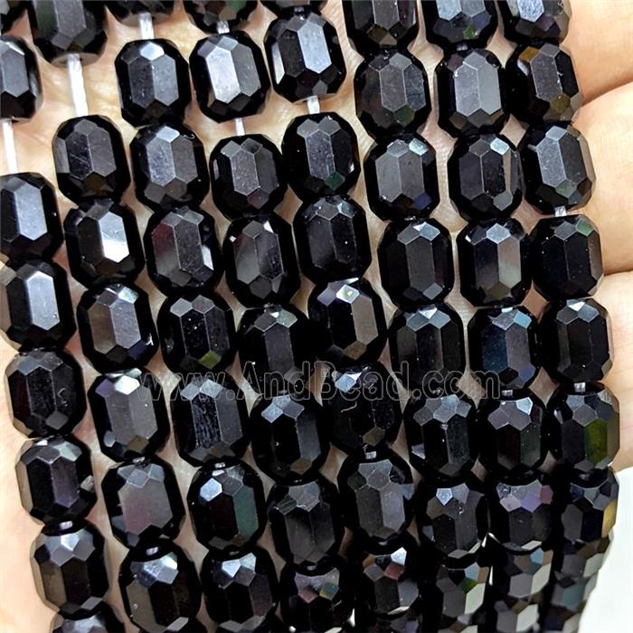 Black Jet Crystal Glass Barrel Beads Faceted