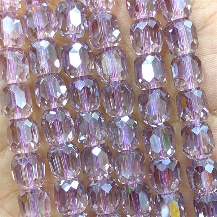Lt.purple Crystal Glass Barrel Beads Faceted Electroplated