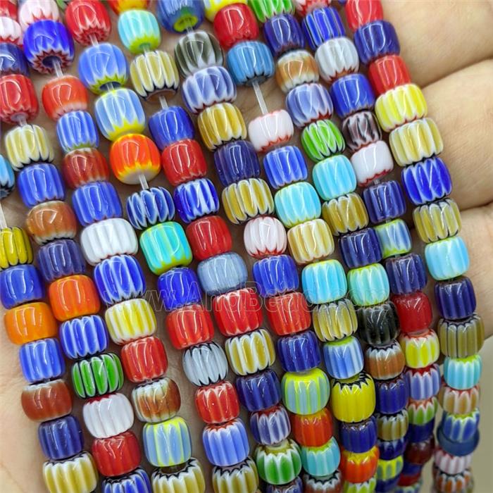 Lampwork Glass Barrel Beads Mixed Color