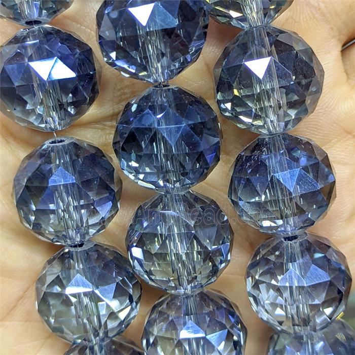 Grayblue Crystal Glass Beads Faceted Round