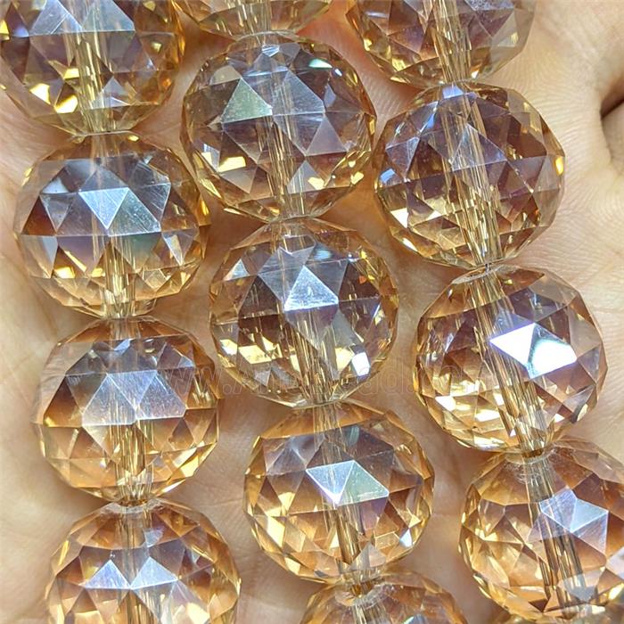 Champagne Crystal Glass Beads Faceted Round