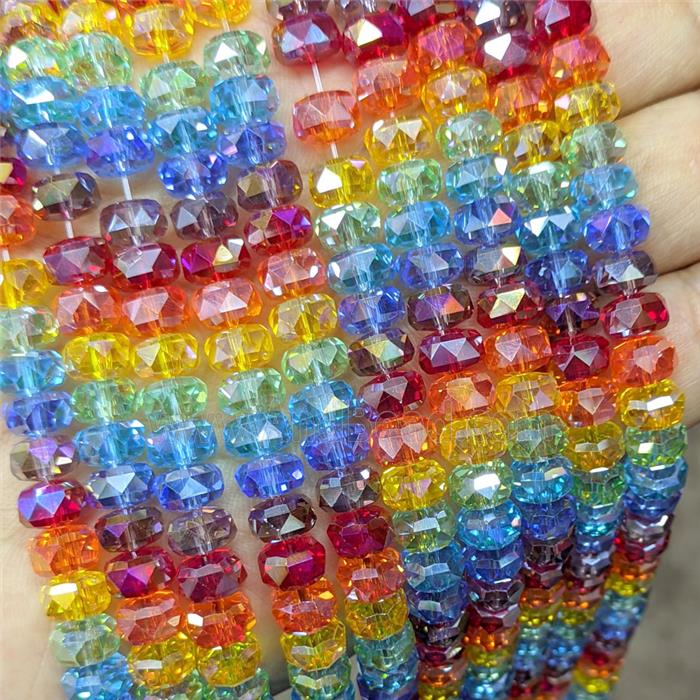 Crystal Glass Rondelle Beads Faceted Mixed Color