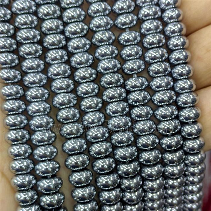 Crystal Glass Rondelle Beads Smooth Platinum Plated