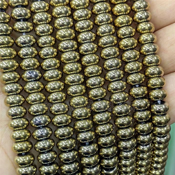 Crystal Glass Rondelle Beads Smooth Gold Plated