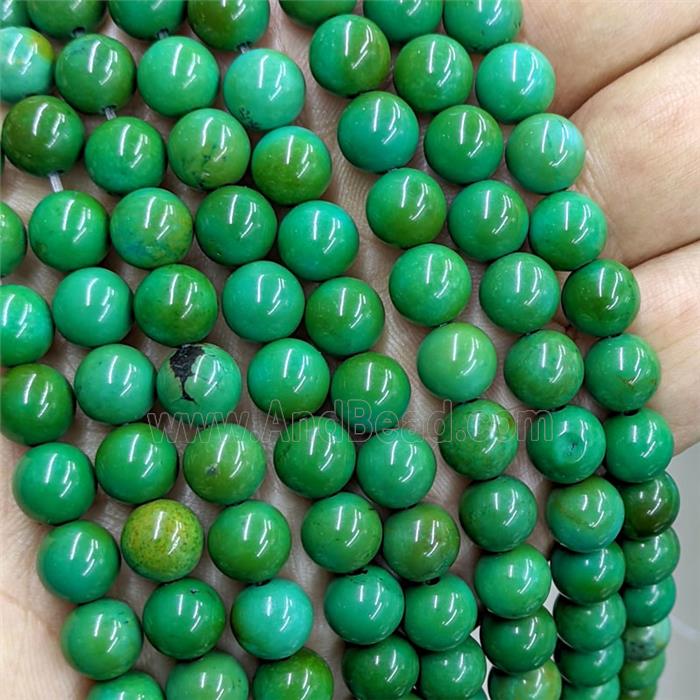 Green Sinkiang Turquoise Beads Smooth Round