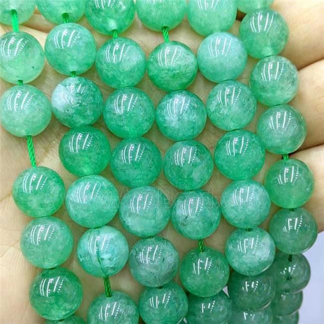 Sponge Jade Beads Green Dye Smooth Round