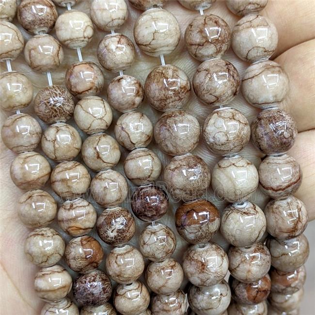 Coffee Botswana Jade Beads Dye Smooth Round