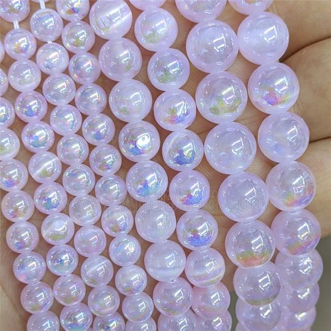Naural Selenite Beads Electroplated Smooth Round