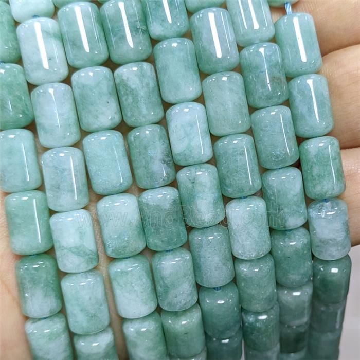 Natural Sponge Jade Tube Beads Green Dye
