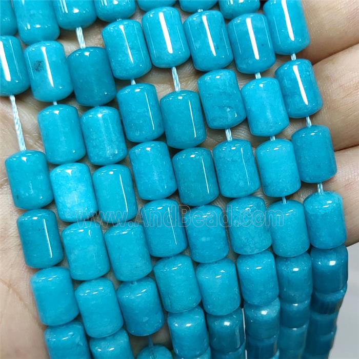 Natural Sponge Jade Tube Beads Teal Dye