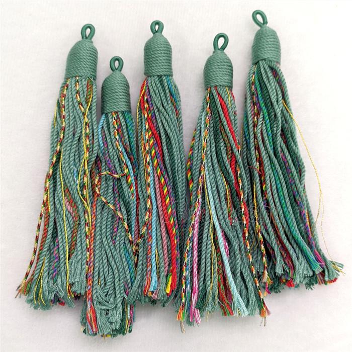 Green Cotton Cord Tassel Pendant