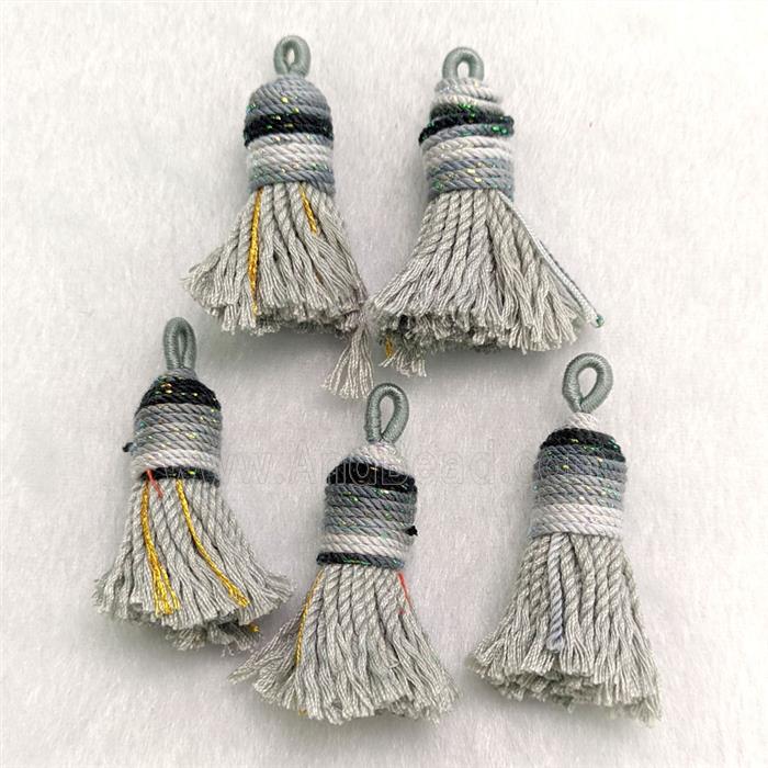 Gray Cotton Cord Tassel Pendant