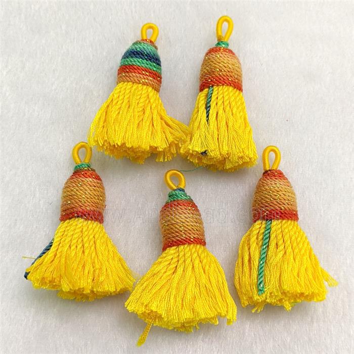 Yellow Cotton Cord Tassel Pendant