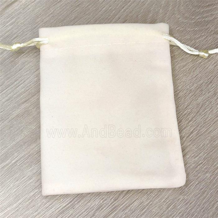 BeigeWhite Velvet Jewelry Pouch