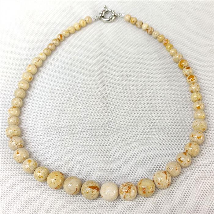 Natural River Jasper Graduated Necklace Yellow Dye Smooth Round