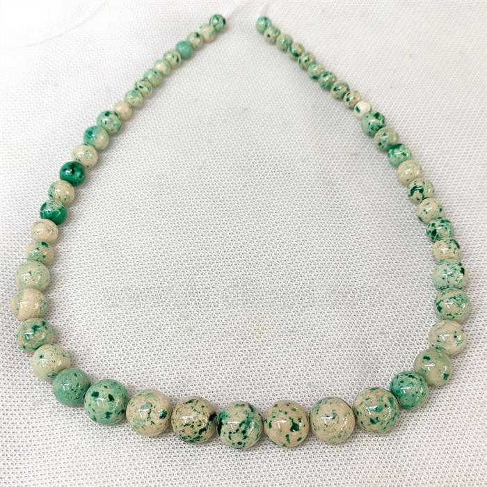 Natural River Jasper Graduated Beads Green Dye Smooth Round