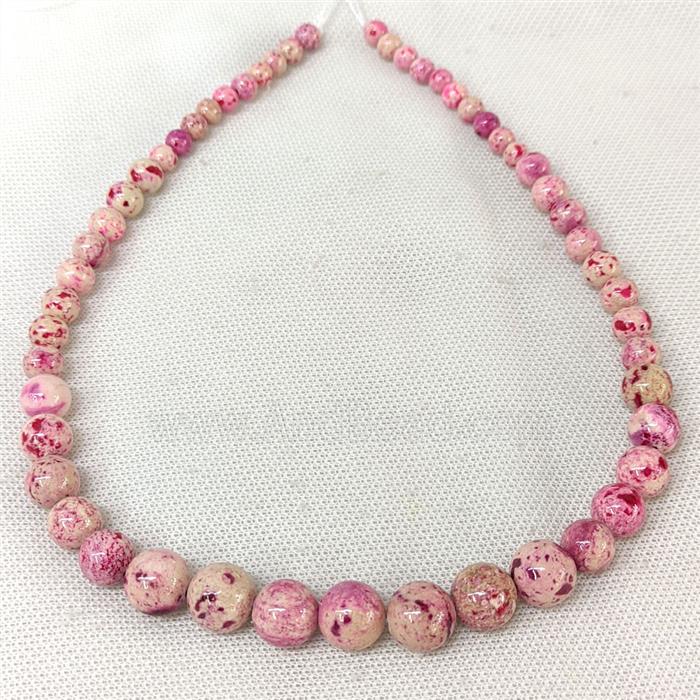 Natural River Jasper Graduated Beads Hotpink Dye Smooth Round