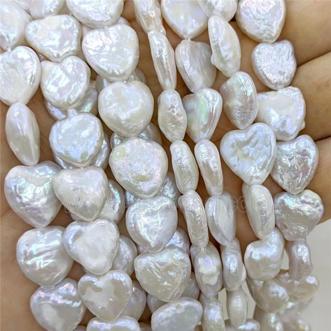 Baroque Style White Pearl Beads Heart