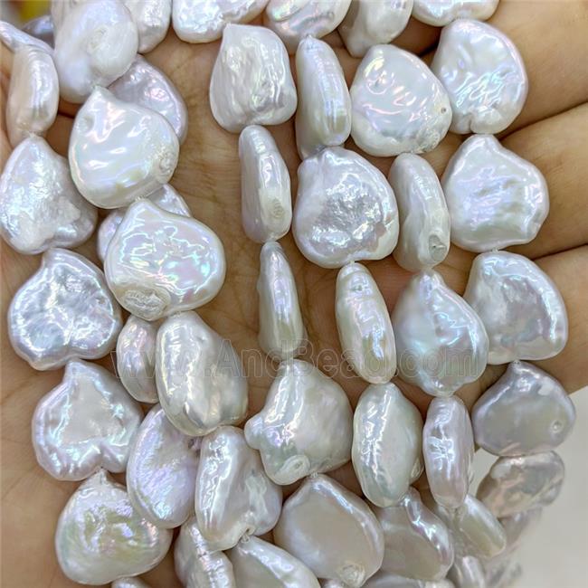 Baroque Style White Pearl Beads Heart