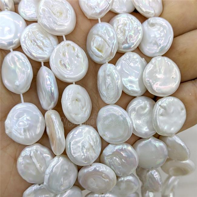 Baroque Style White Pearl Beads Coin