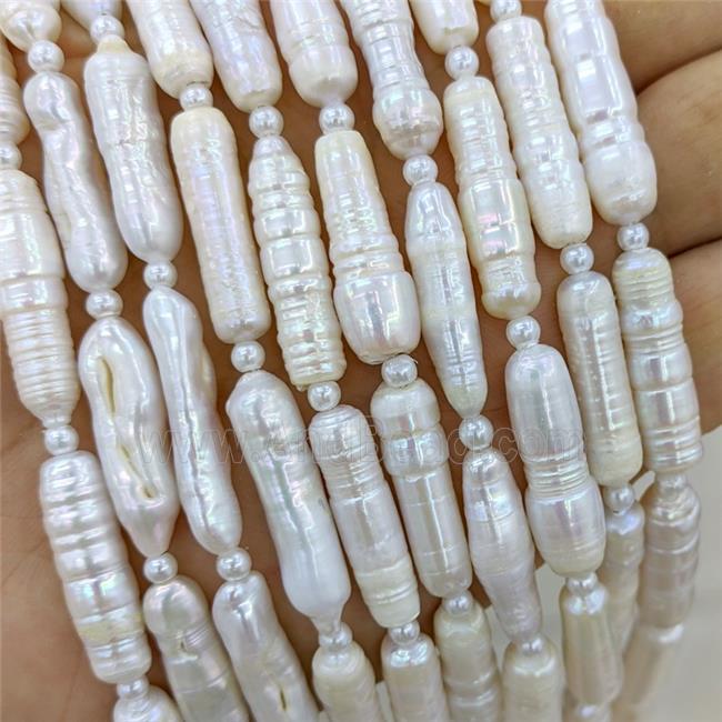 Baroque Style White Pearl Beads Stick