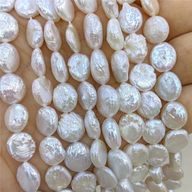 Baroque Style White Pearl Beads Coin