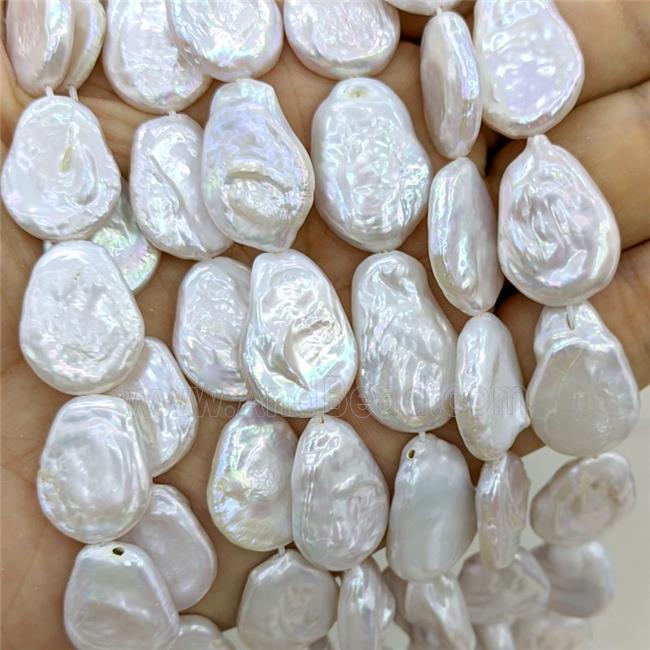 Baroque Style White Pearl Teardrop Beads