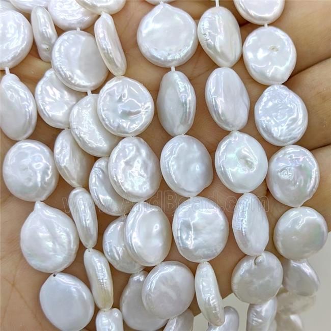 Baroque Style White Pearl Coin Beads