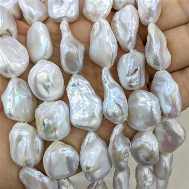 Baroque Style White Pearl Nugget Beads Freeform