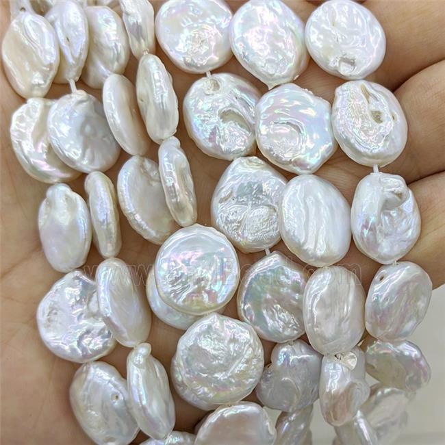 Baroque Style White Pearl Button Beads
