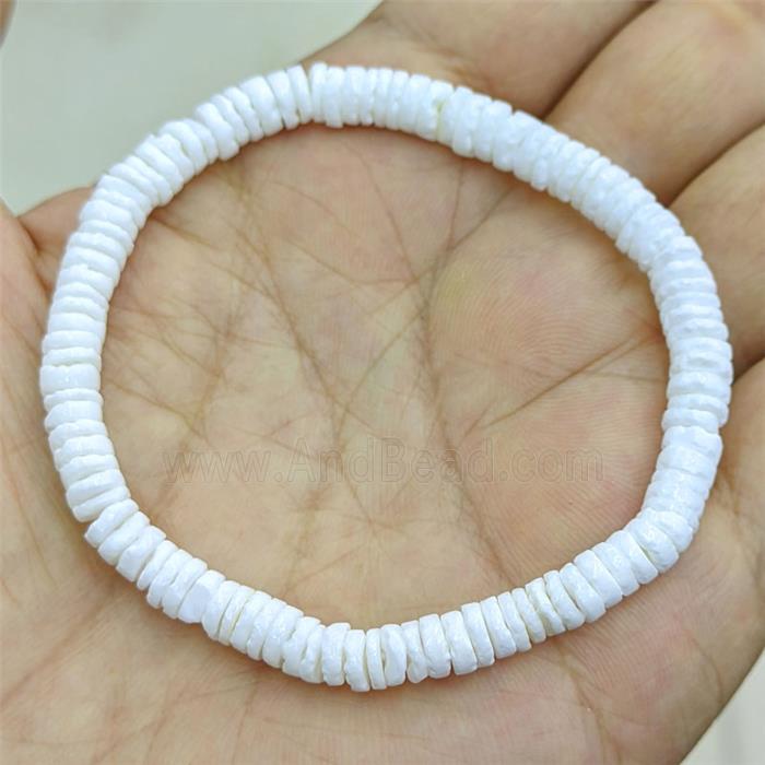 White Shell Heishi Beads Stretchy