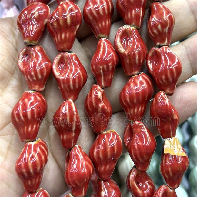 Porcelain Beads Oyster Shell Red
