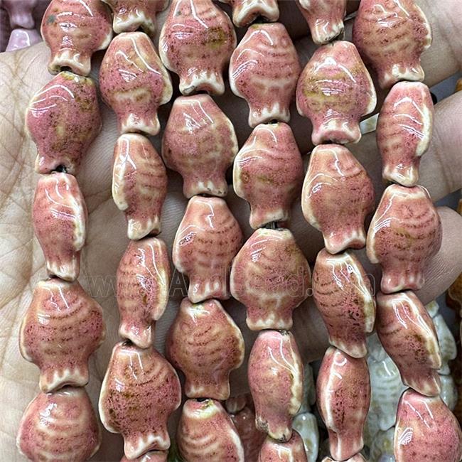 Porcelain Beads Fish Peach