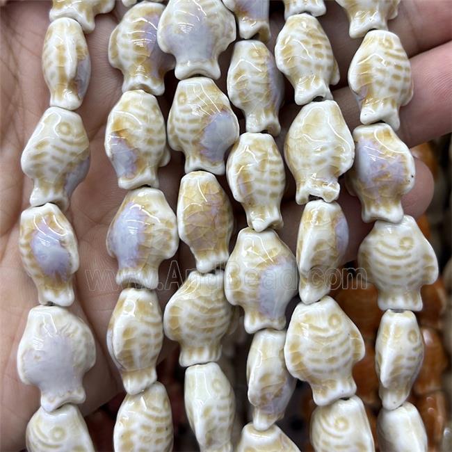 Porcelain Beads Fish Khaki