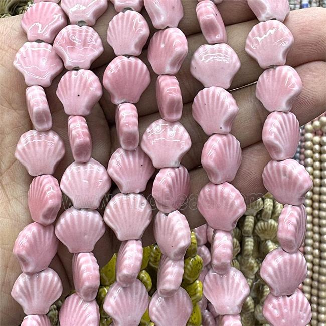 Porcelain Beads Scallop Shell Pink