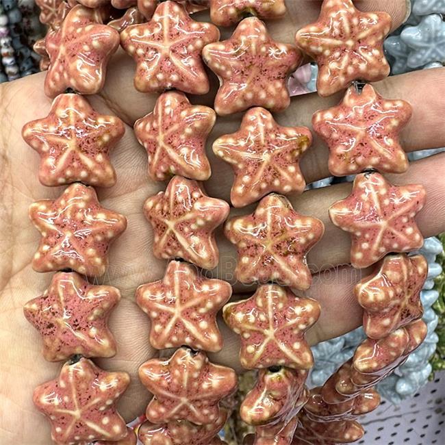 Porcelain Starfish Beads Peach