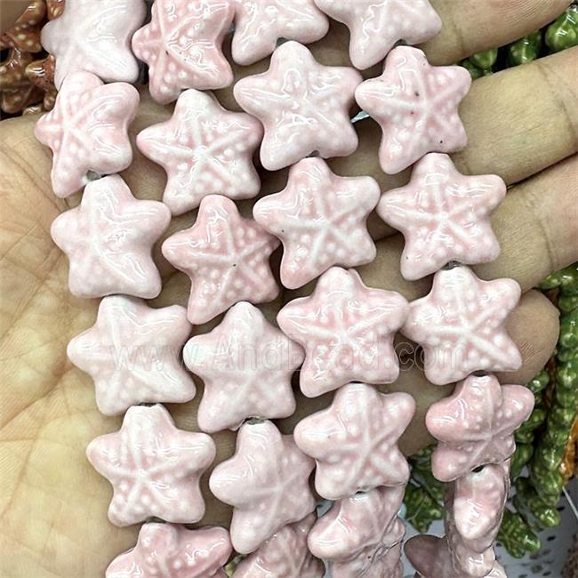 Porcelain Starfish Beads Pink